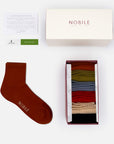 Vintage Palette – Box of 6 colorful quarter sports socks in organic cotton