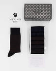 Coste del Nord - Box da 6 calze corte in lana Merino a coste finissime