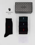 St. Moritz – Box mit 6 Socken aus Merinowolle – Gerippte & Pois