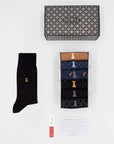Royal Evening Box of 6 crew socks - Dots, Ribs, Solid Colors & Designs