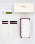 Blanc & Rayures - Coffret de 6 Chaussettes de Sport en coton bio