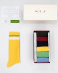 Farbmischung - Box mit 6 gestreiften Sportsocken aus Biobaumwolle