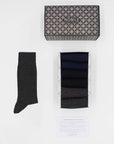 Box of 6 Hircus goat cashmere Crew socks - 2 x Blue/2 x Black/2 x Anthracite