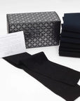 Box of 6 Chiffon Hircus goat cashmere Lightweight knee high socks - 3x Black/3x Blue