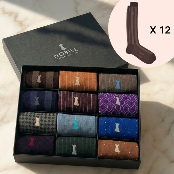 Etui 12 par skarpetek wysokich męskich w Filoscozia® - Ikoniczne Wzory
