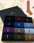 Box 12 pairs of knee-high socks in noble cotton yarn, Filoscozia® - Federico II solid color