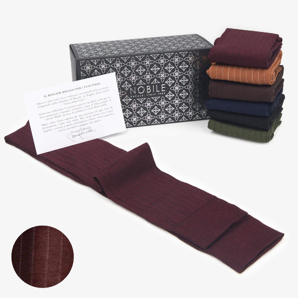 Etui 6 skarpetek wysokich męskich Szyfon w prążki w Filoscozia® - Kolory Mieszane