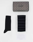 Box of 6 Crew Socks in Pure Mulberry Silk – All Black