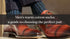 Man wearing elegant leather dress shoes and blue striped warm cotton socks, image related to a guide for choosing the ideal pair.