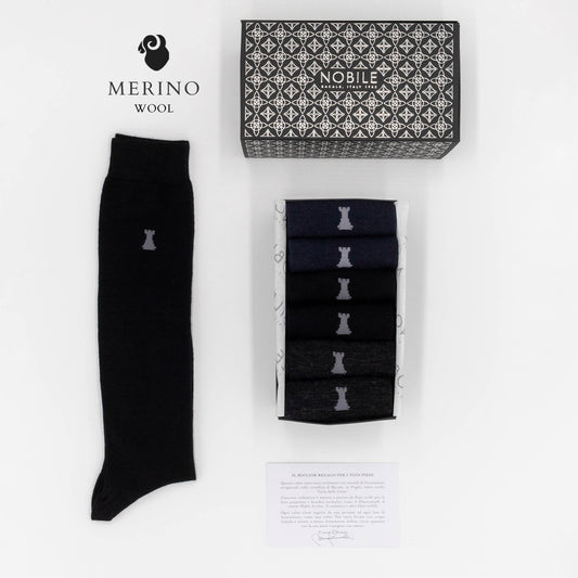 Merino Basic – Box mit 6 Kniestrümpfen aus einfarbiger Merinowolle