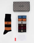 Classic Modern Box of 6 Crew Socks - 3x Stripes / 3x Micro Ribs