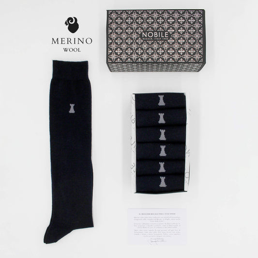 Blue Merino - Box of 6 knee high socks in Blue Merino wool