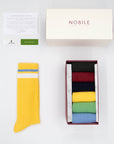 Mixed Colors - Box of 6 striped sports socks in organic cotton
