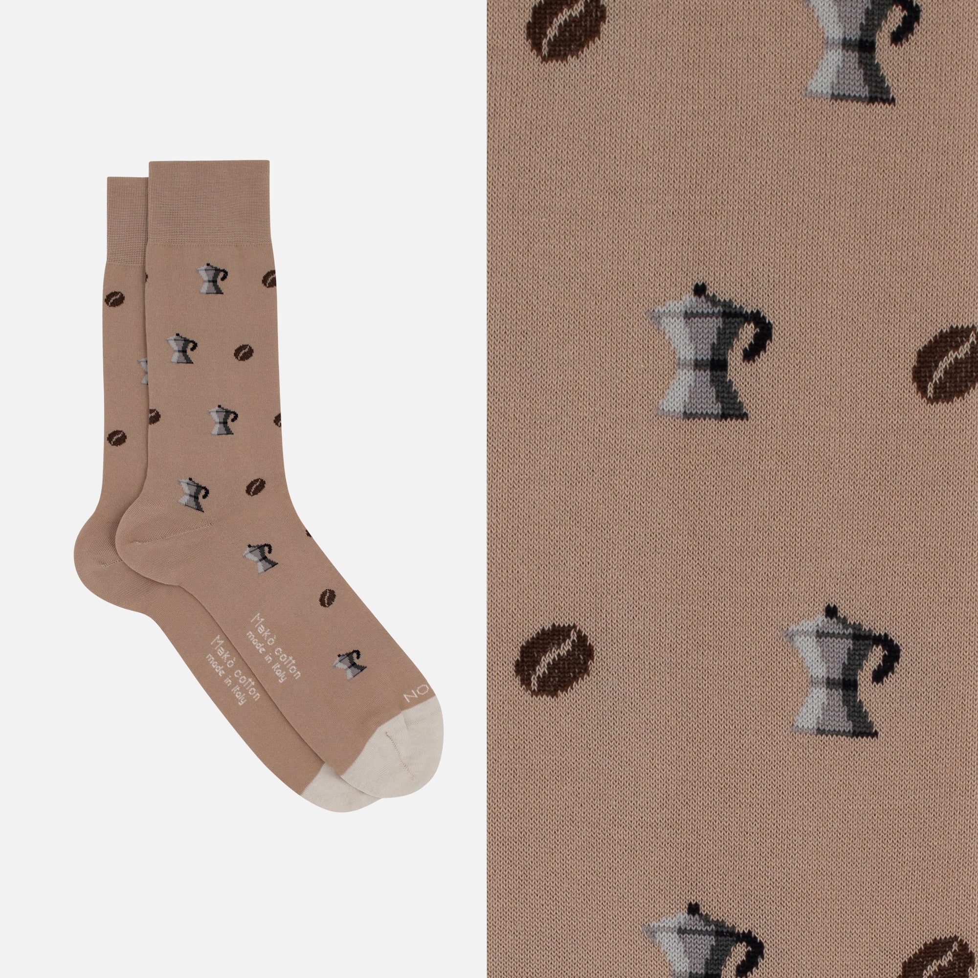 Espresso – Socken aus weicher Makò-Baumwolle mit Muster
