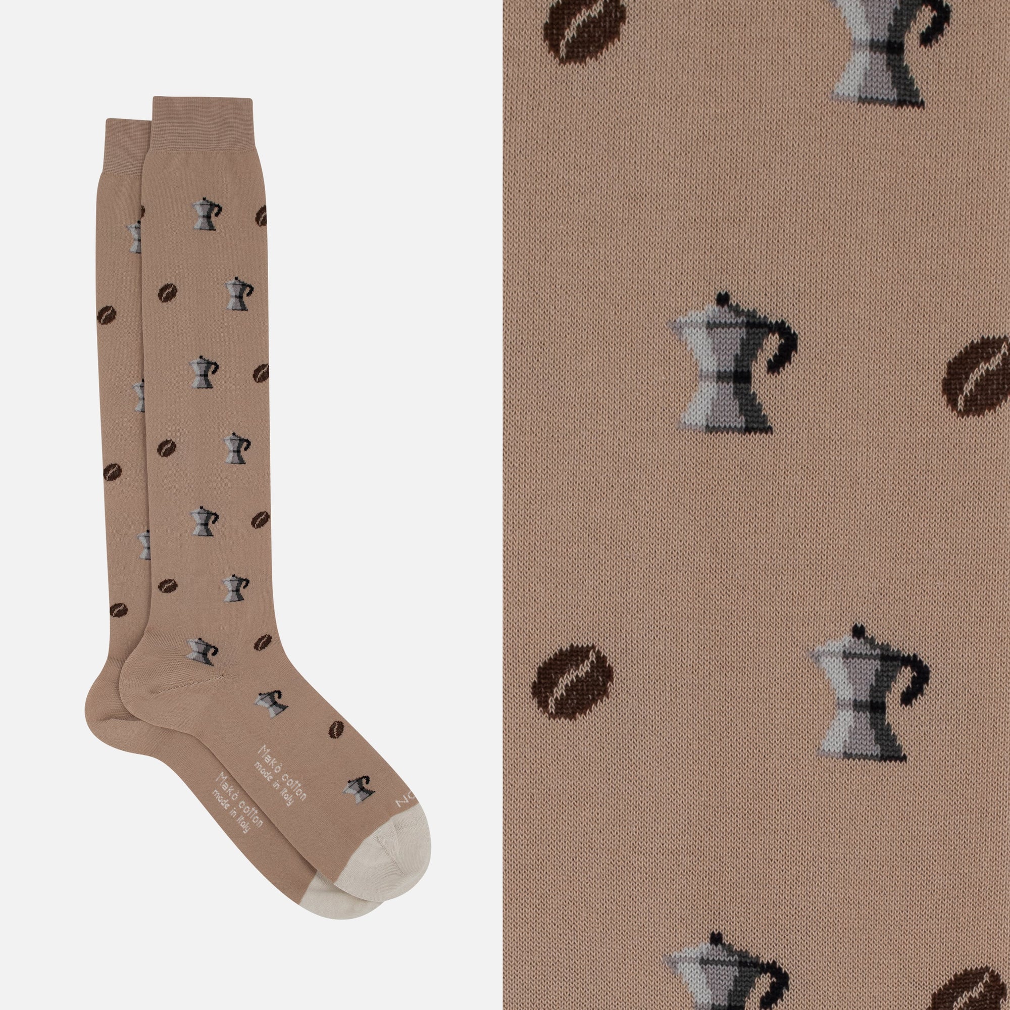 Espresso – Kniestrümpfe aus weicher Makò-Baumwolle mit Muster