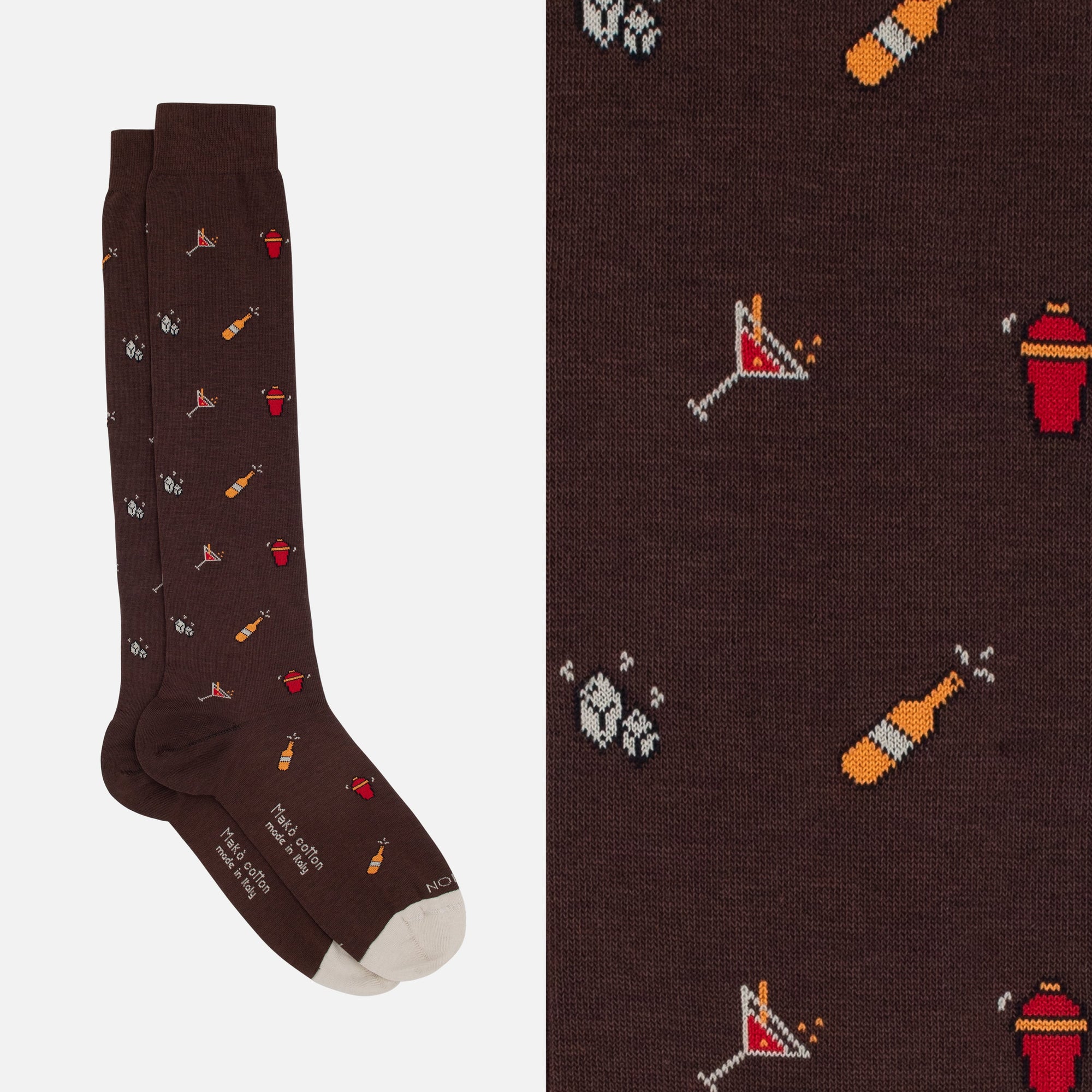 Martini – Knee-High Socks in soft Makò cotton with pattern