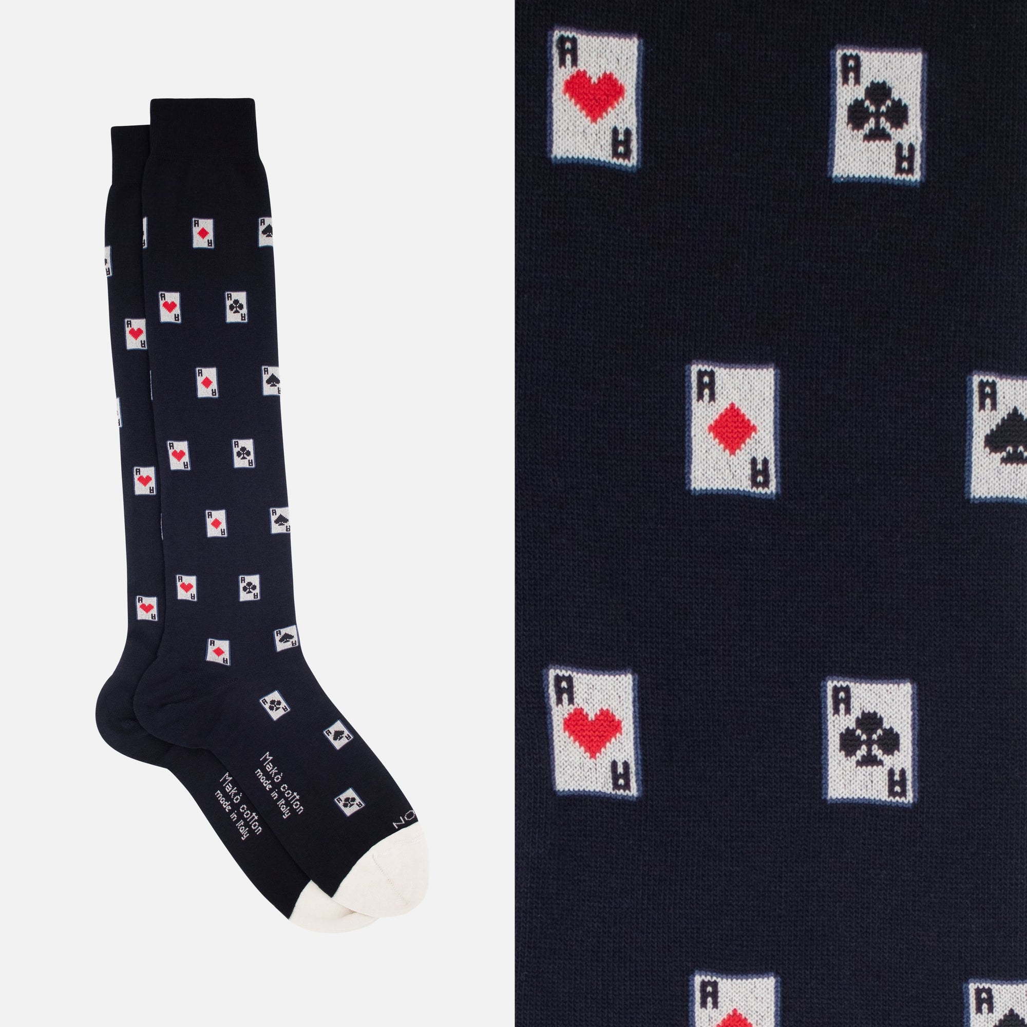 Poker – Knee-High Socks in soft Makò cotton with pattern