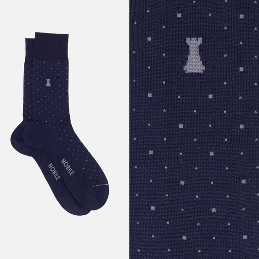Louis XIV - Blue crew socks with dots