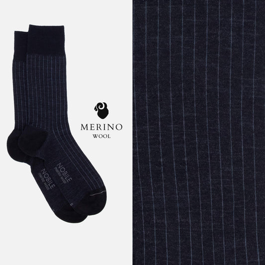 Tiziano - Crew socks in Merino wool with micro ribs