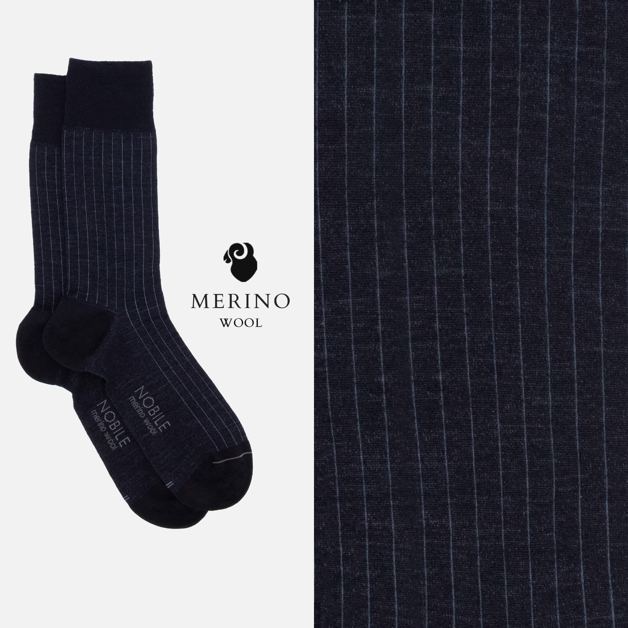 Merino Micro Rib Northen Ribs - Box of 6 crew socks in Merino wool with micro ribs ...