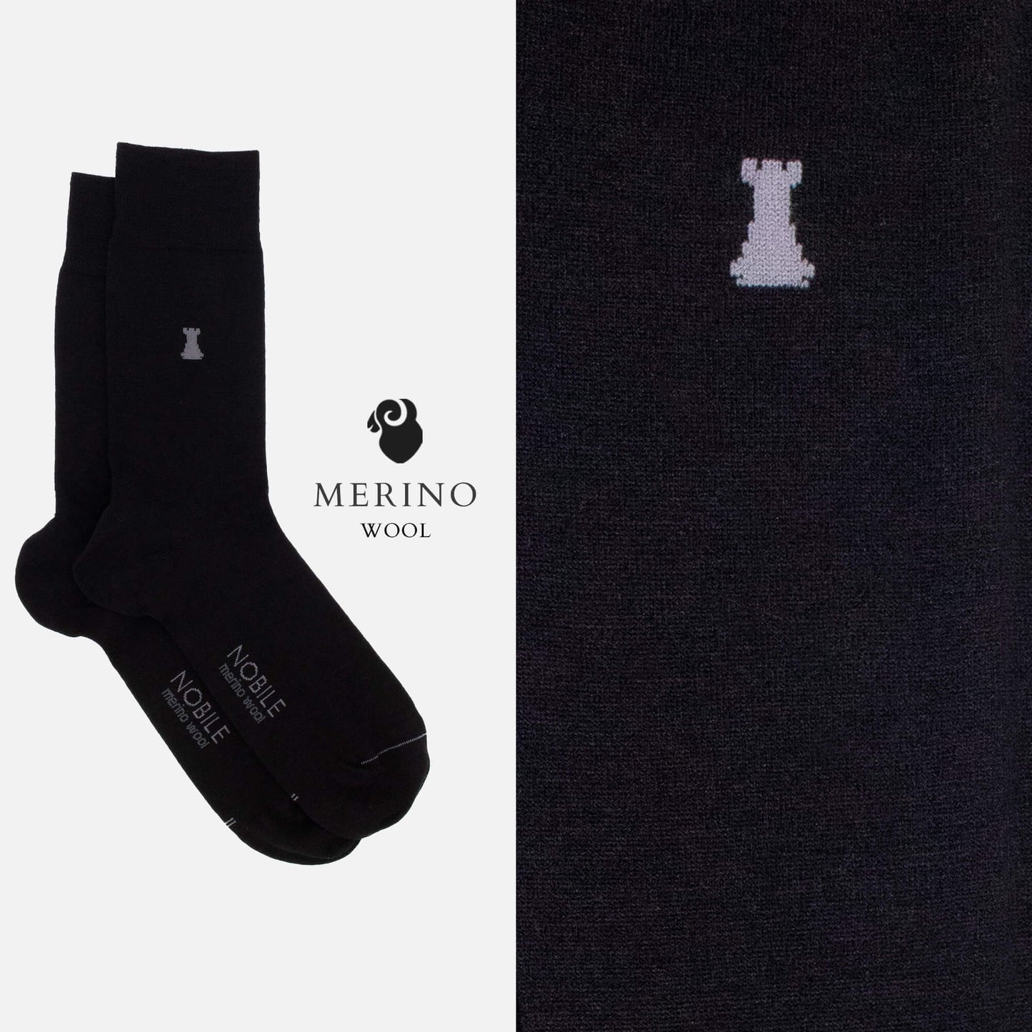 Merino Basic - Box of 6 crew socks in plain color Merino wool