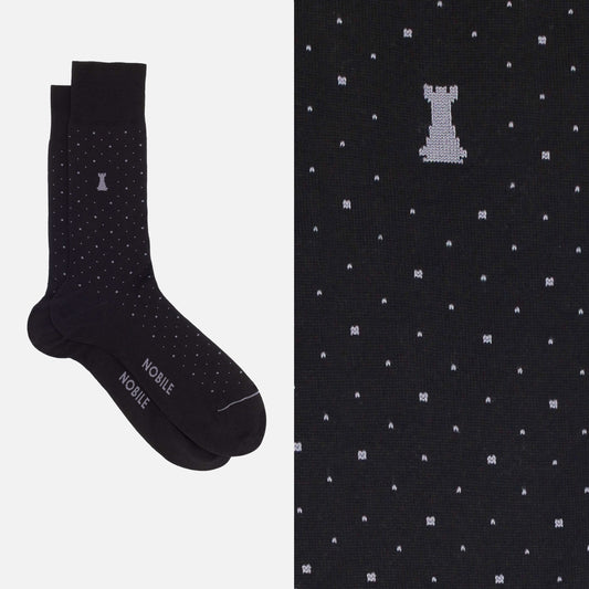 Louis XIV - Black crew socks with dots