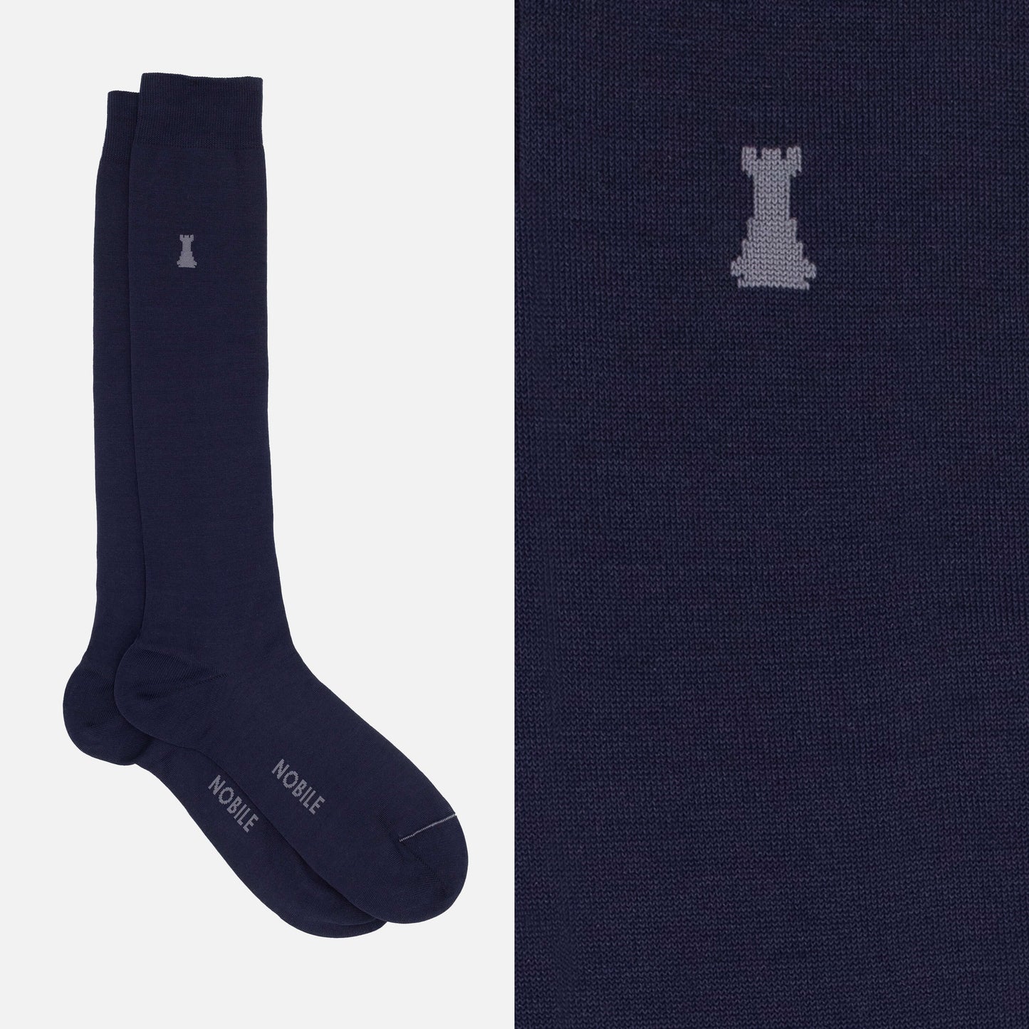 Basic mix Box of 6 knee high socks - 3 x Solid Black / 3 x Solid Blue