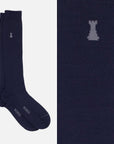 Basic mix Box of 6 knee high socks - 3 x Solid Black / 3 x Solid Blue