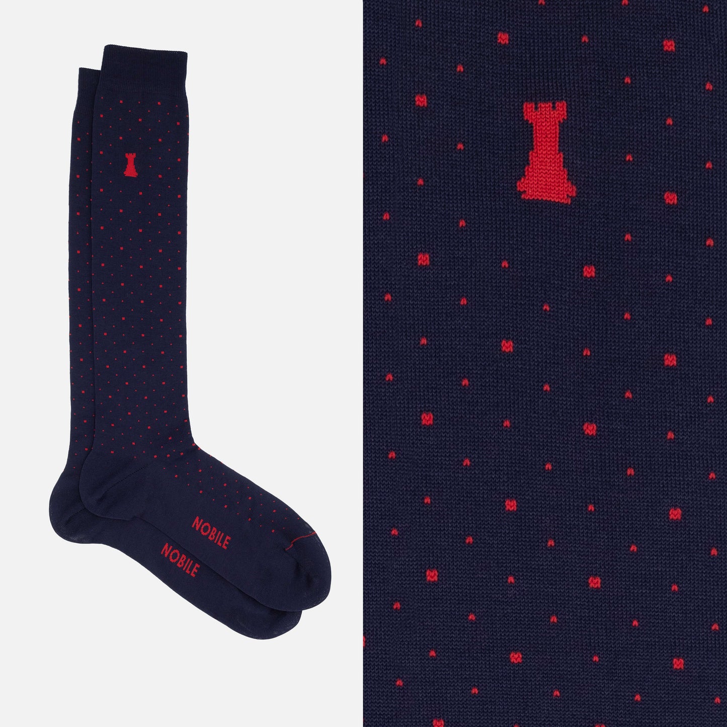 Louis XIV - Blue knee high socks with dots