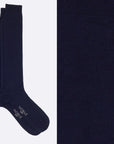 Box of 6 Knee-High Socks in Pure Mulberry Silk – 2 x Blue/2 x Black/2 x Anthracite