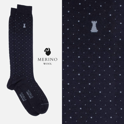 Machiavelli - Knee High socks in Merino wool with dots