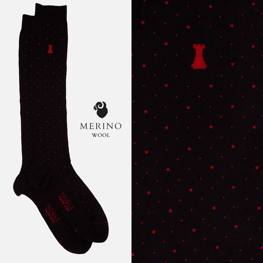 Machiavelli - Knee High socks in Merino wool with dots