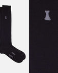 Basic mix Box of 6 knee high socks - 3 x Solid Black / 3 x Solid Blue