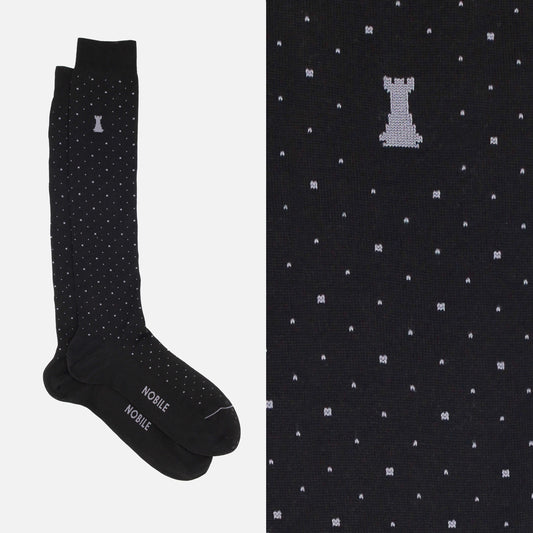 Louis XIV - Black knee high socks with dots