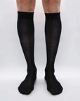 Box of 6 Chiffon Knee-High Socks in Pure Mulberry Silk – All Black