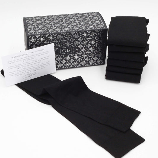 Box of 6 Chiffon Filoscozia® Lightweight knee high socks - All Black