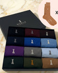 Box 12 pairs of crew socks in noble cotton yarn, Filoscozia® - Federico II solid colorRetry