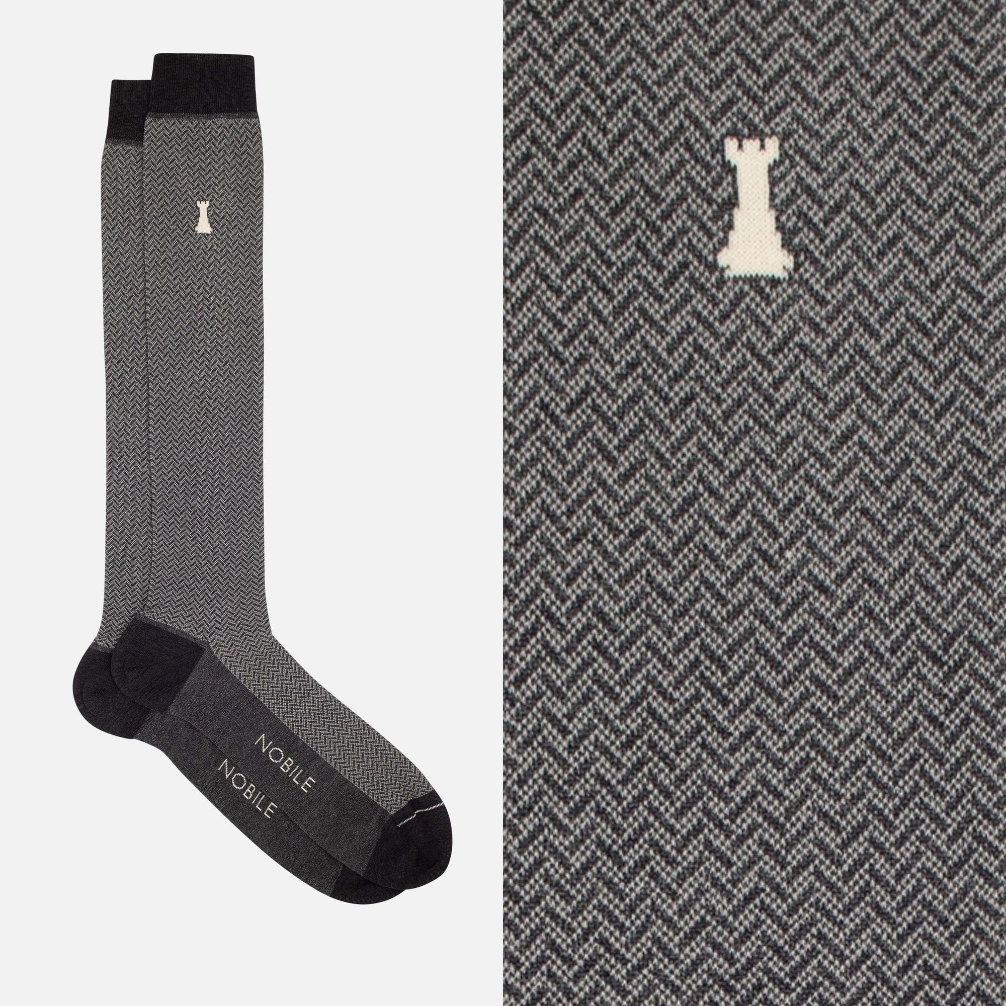Freud - Knee-high socks with herringbone design