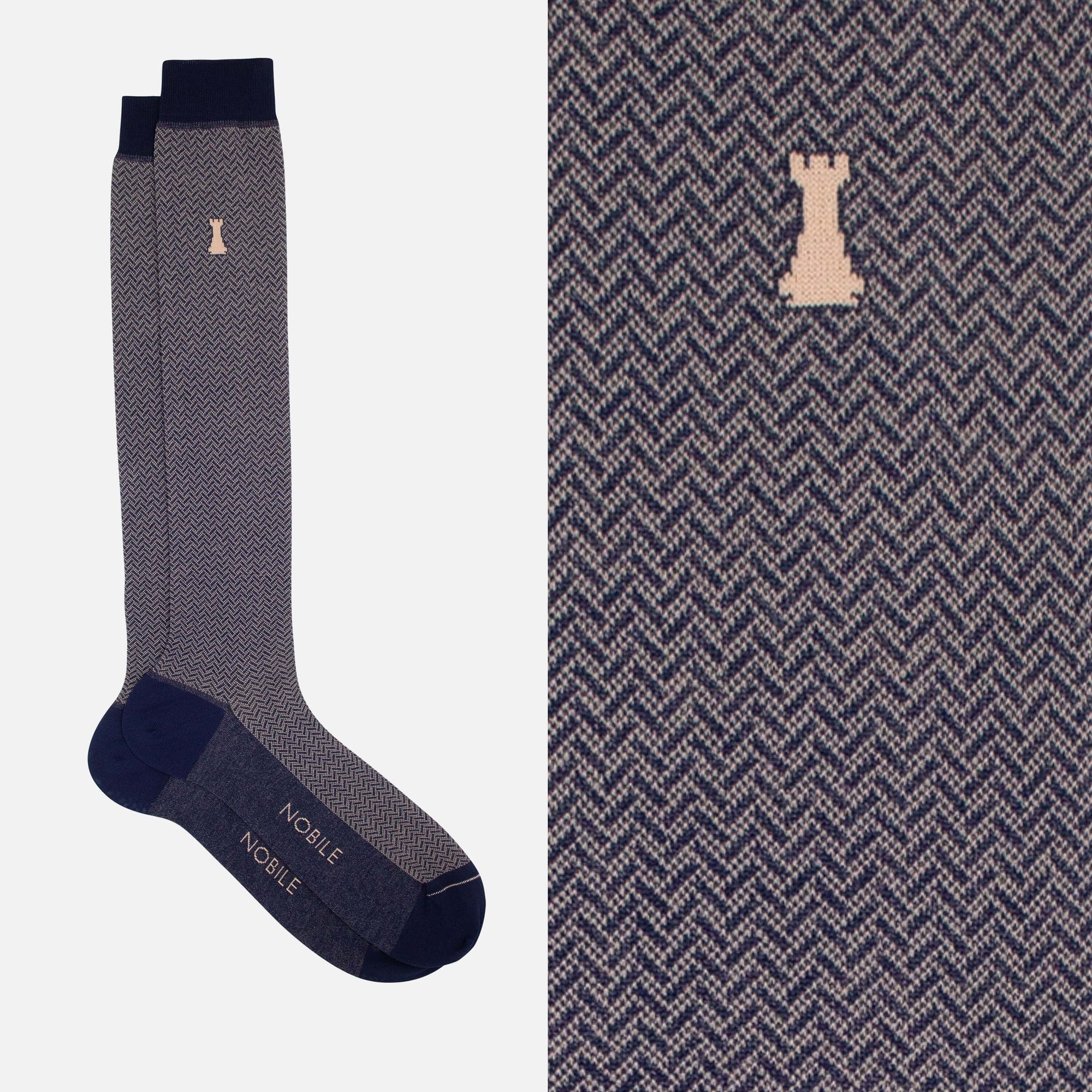 Freud - Knee-high socks with herringbone design