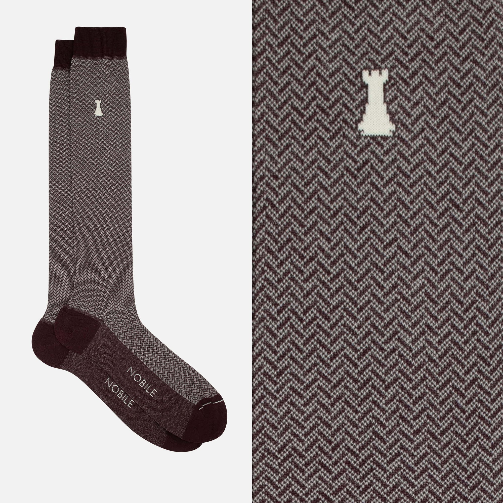 Freud - Knee-high socks with herringbone design