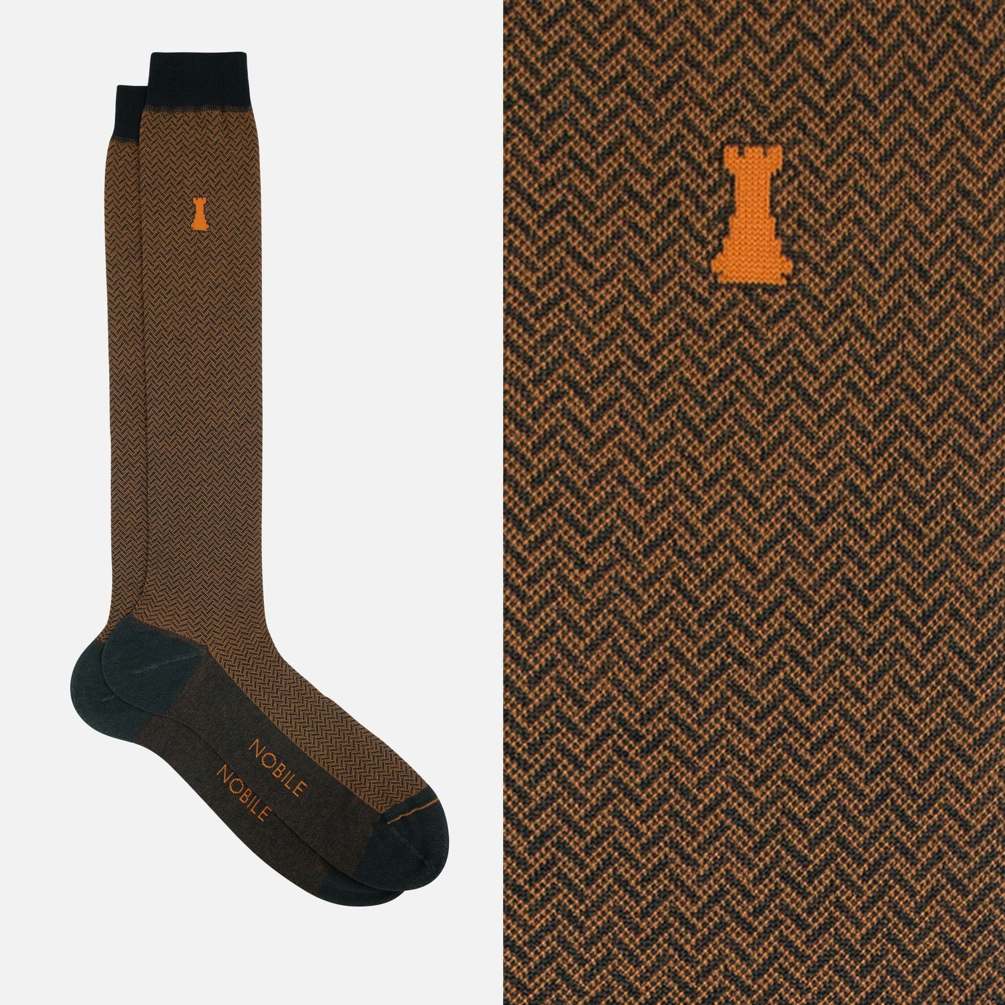 Freud - Knee-high socks with herringbone design