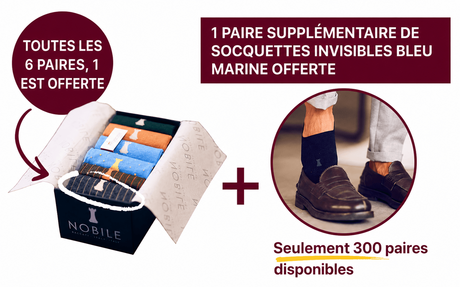 Toutes les 6 paires, 1 est un cadeau — plus 1 paire supplémentaire de Chaussettes Invisibles bleu marine