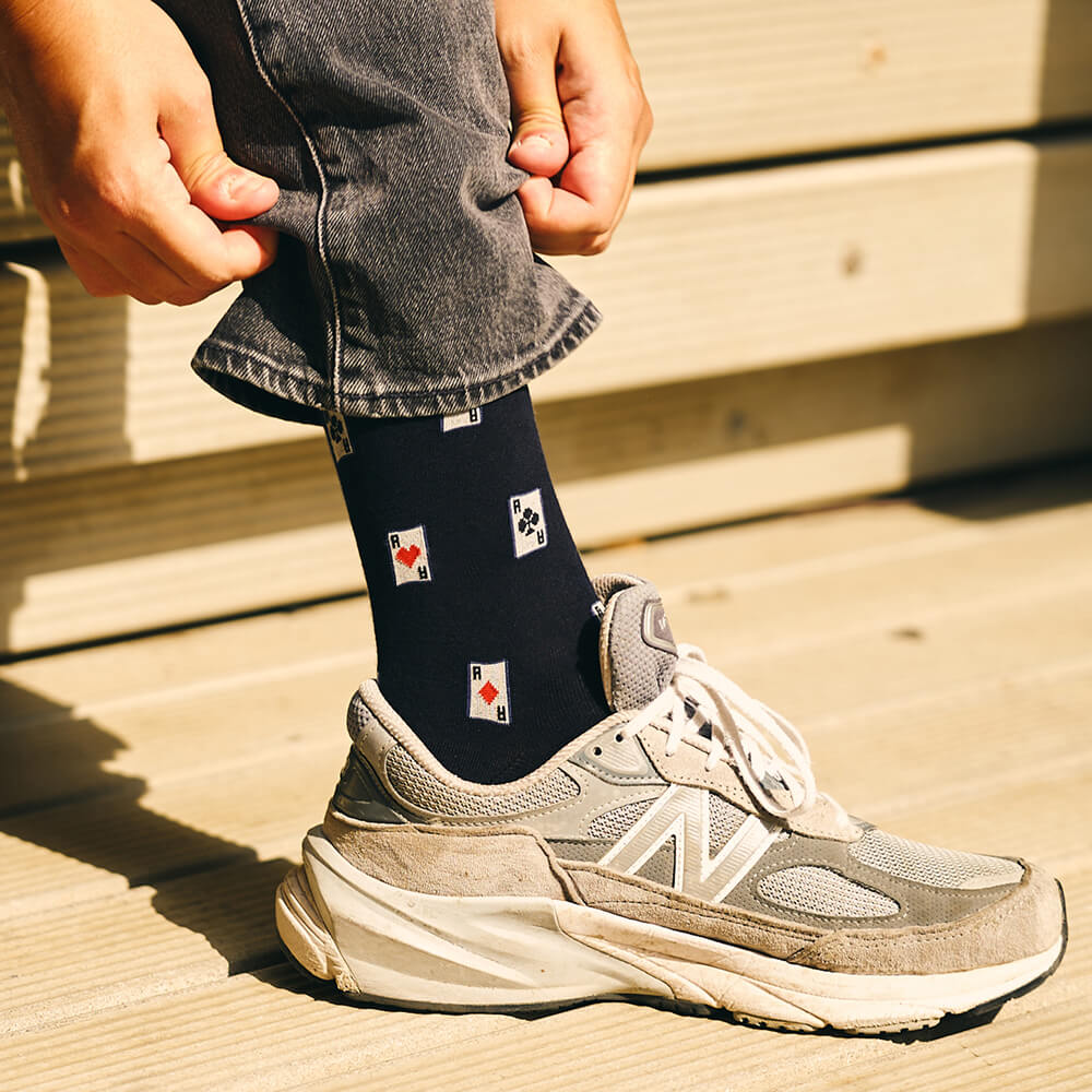 Poker – Kniestrümpfe aus weicher Makò-Baumwolle mit Muster