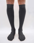 Box of 6 Chiffon Knee-High Socks in Pure Mulberry Silk – 2 x Blue/2 x Black/2 x Anthracite