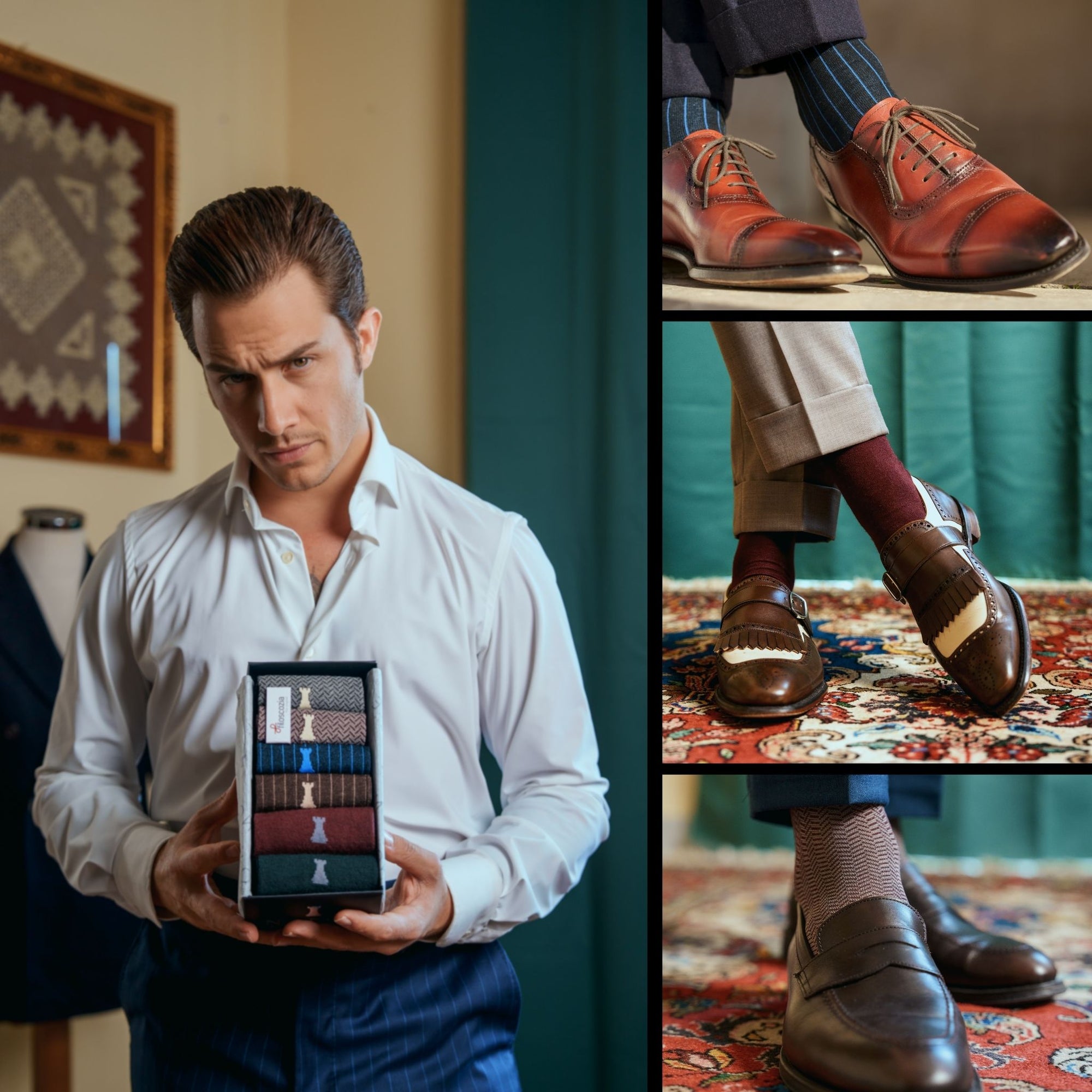 Box Mattia Raguzzini Capsule Collection  | 2 x Coste Filoscozia®  / 2 x Spigato Filoscozia®  / 2 x Tinta Unita Merino