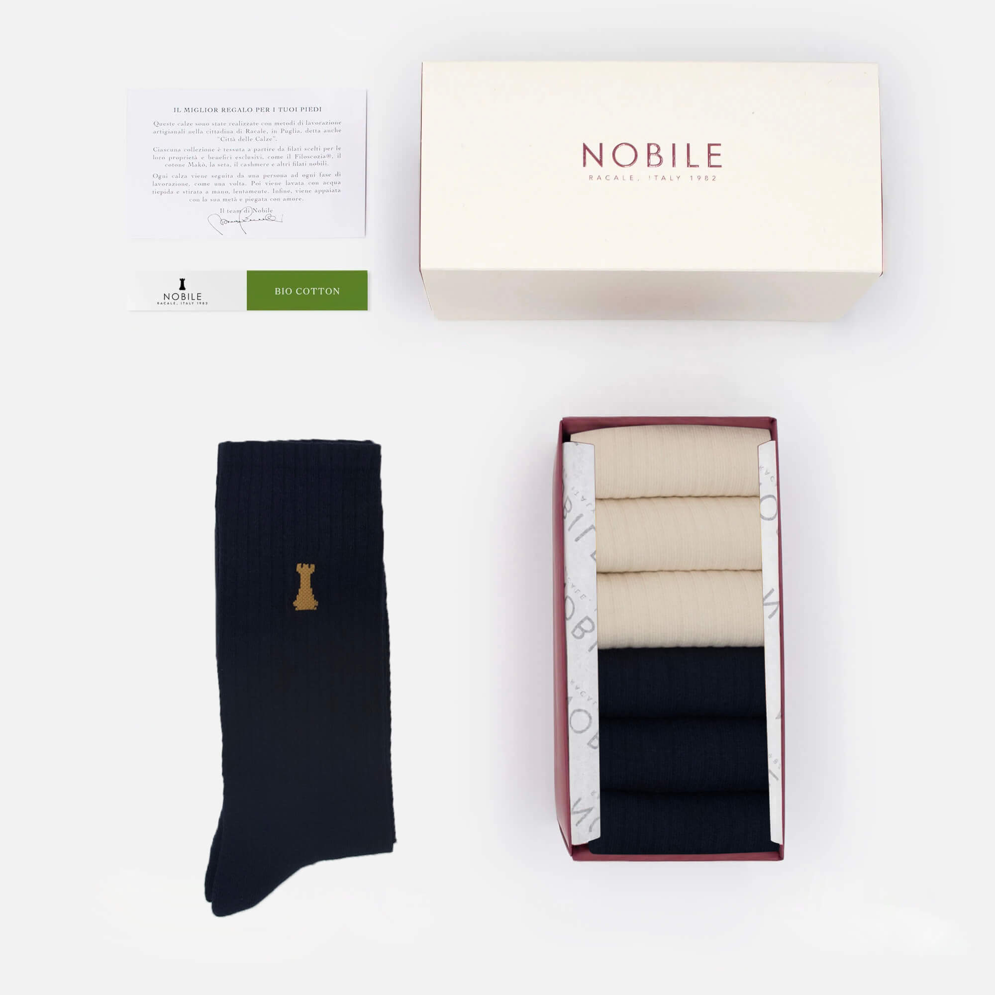 Classic Duo – Coffret de 6 chaussettes de sport en coton bio à la tour Nobile