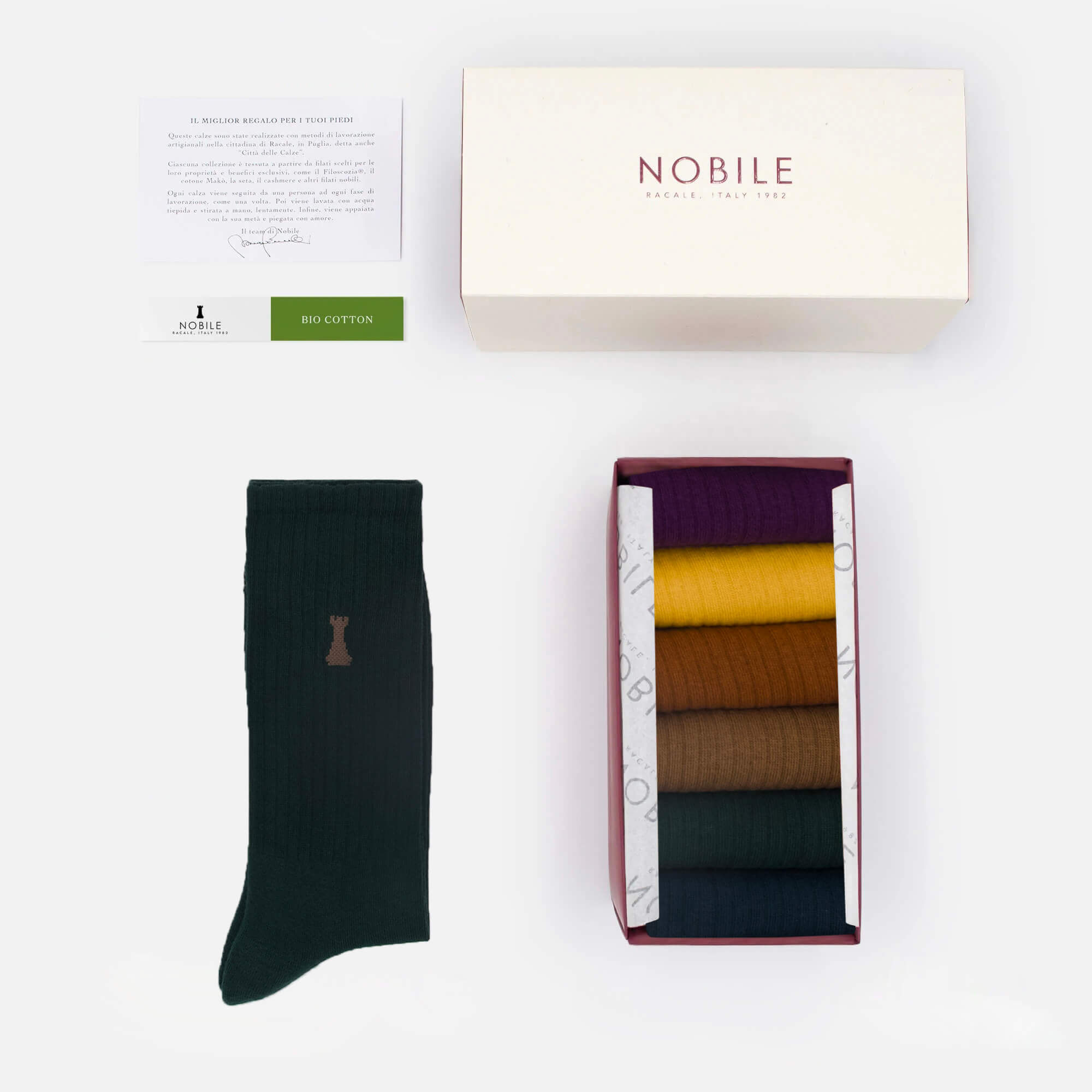 Riviera – Coffret de 6 chaussettes de sport en coton bio à la tour Nobile
