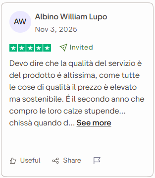 Recensione Trustpilot di Albino William Lupo, 5 stelle
